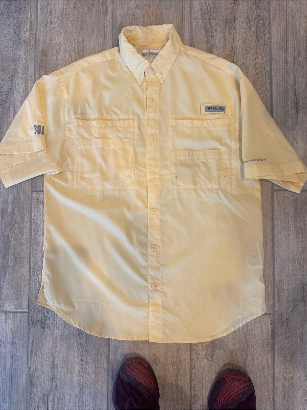 Columbia Yellow Short-Sleeve Button-Up Shirt Fishing Windbreaker NWOT 30a